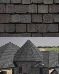Гибкая черепица CertainTeed серии Grand Manor Shangle, цвет Colonial Slate на кровле здания